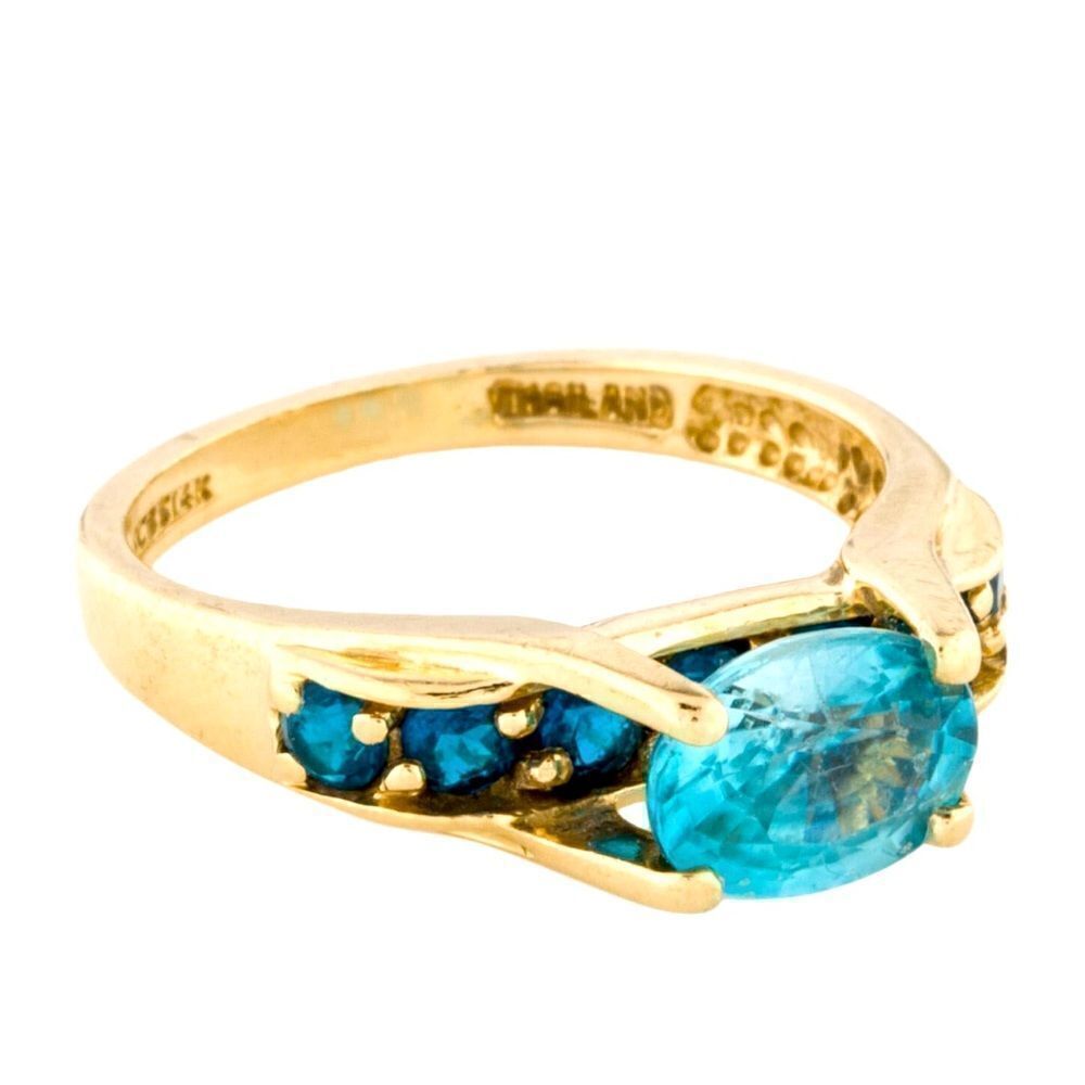 14K Yellow Gold 0.47 Carat Apatite & 1.74 Carat Oval Zircon ring